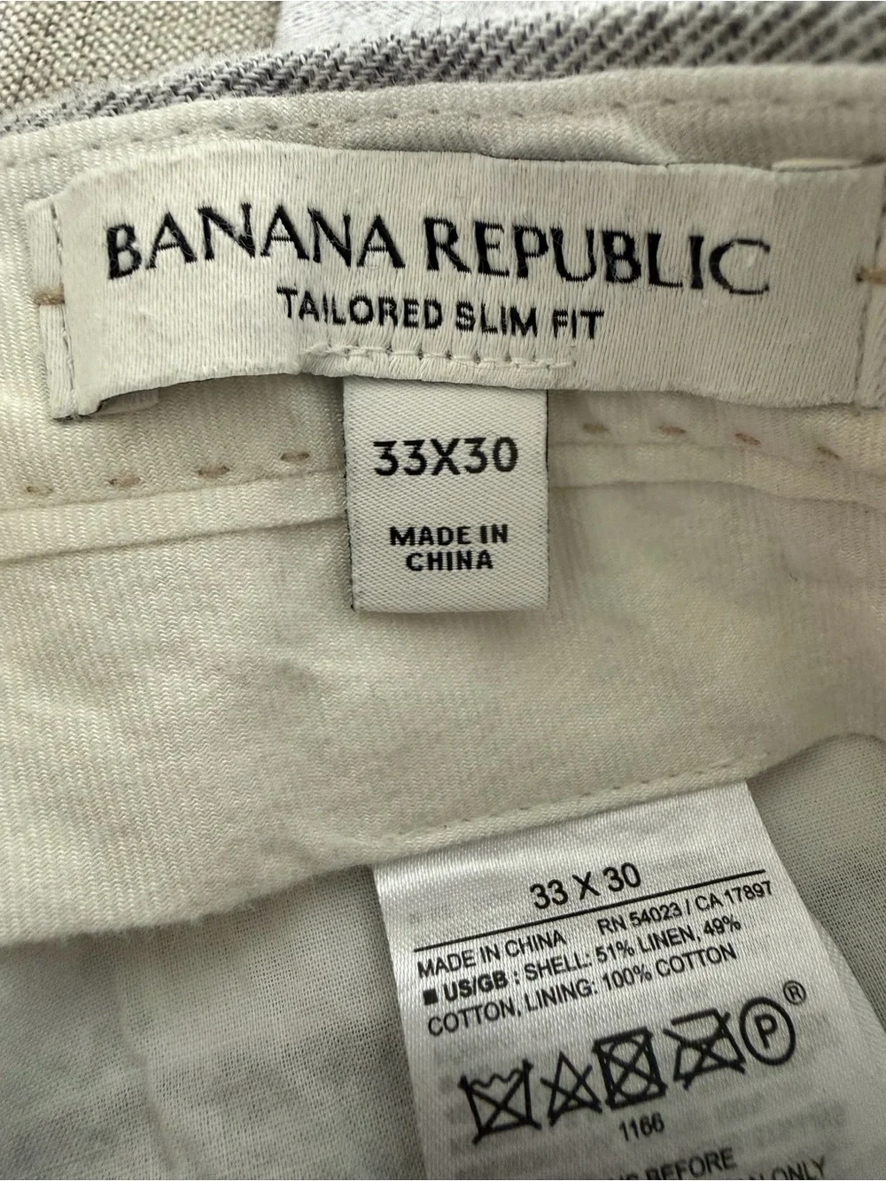 Banana Republic Women’s Tailored Slim Fit Pants Linen Cotton Herringbone 33x30